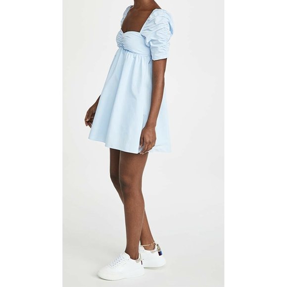 Amanda Uprichard Ariana Dress Powder Blue Mini Puff Sleeve - Picture 5 of 9